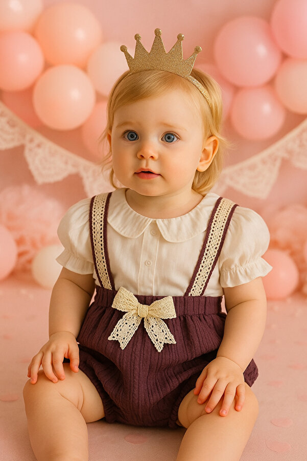 Melekpare Kız Bebek Takımı 2 Li Askılı Jile Tulum Ve Gömlek Set