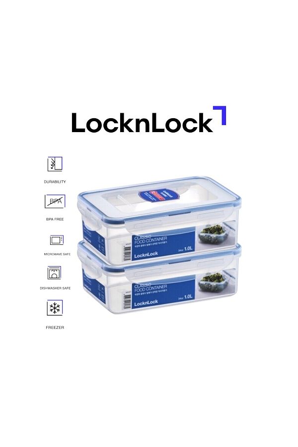 locknlock-Classic Airtight Rectangular Containers 1L Set of 2 1
