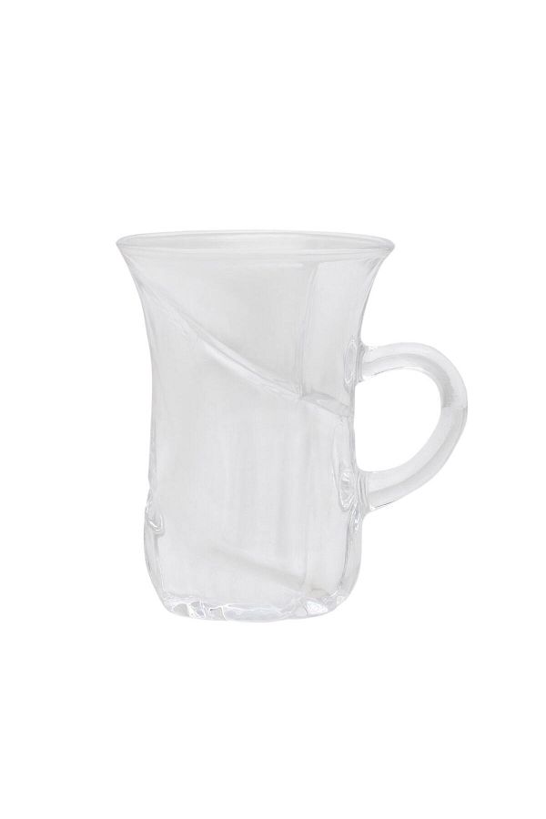 Alsaif Gallery-Al Saif Gallery Max glass tea cups set, with handle, 6 pieces - transparent 1