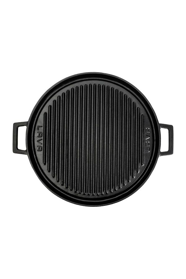 Lava-Casting Round Two-Way Grill Pan Cast Iron Solid Double Handled Diameter (Ø)34cm. 1