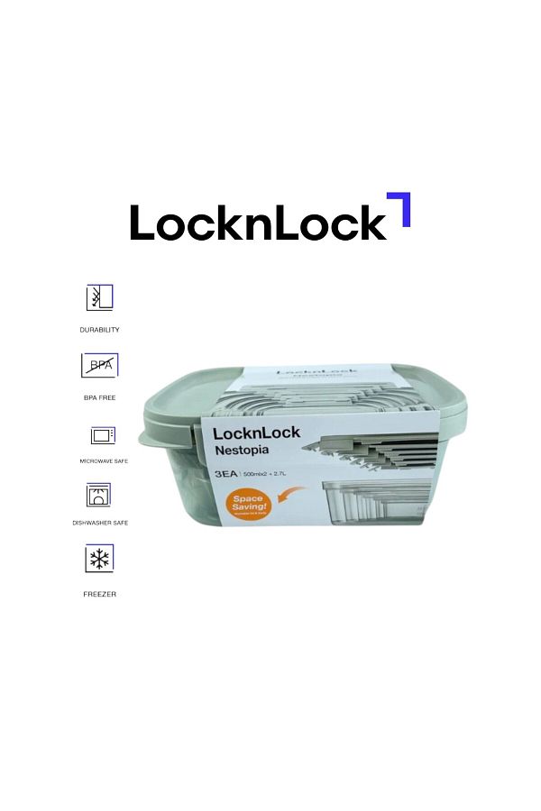 locknlock-Nestopia Set of 3 Containers (2 x 500ml & 1 x 2.7L) 1