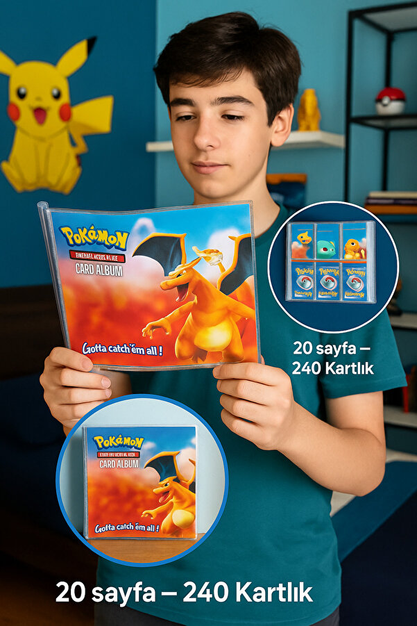 TOYFEST Koleksiyoner Pokemon Kart Albümü - Kartlık - Charmender-Bulbasaur Model (240 KARTLIK)