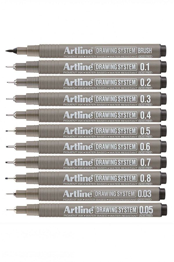 artline-قلم رسم فني بنظام الرسم 11 قطعة مجموعة كاملة-4 1