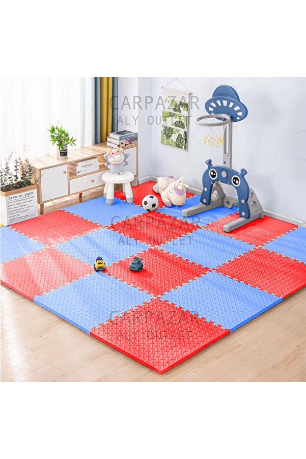 CARPAZAR Tatami Eva Mat Çocuklar İçin Köpük Halı Matı Puzzle Geçmeli Oyun Spor Kaymaz Mat 16 adet 50x50 13mm