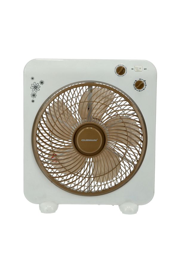 Olsenmark-12” Box Fan With 3 Speed Settings And Anti-rust Gold Blade Design 1