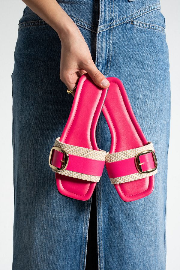 Moda Devrin-Papuci de damă Fujia Jute Buckle Open Papuci de casă și exterior 1
