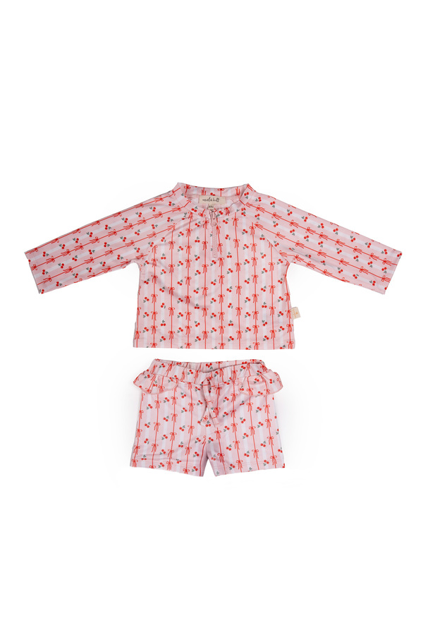 Miela Kids UV Korumalı Alt Üst Kız Bebek Set - Cherry Bow
