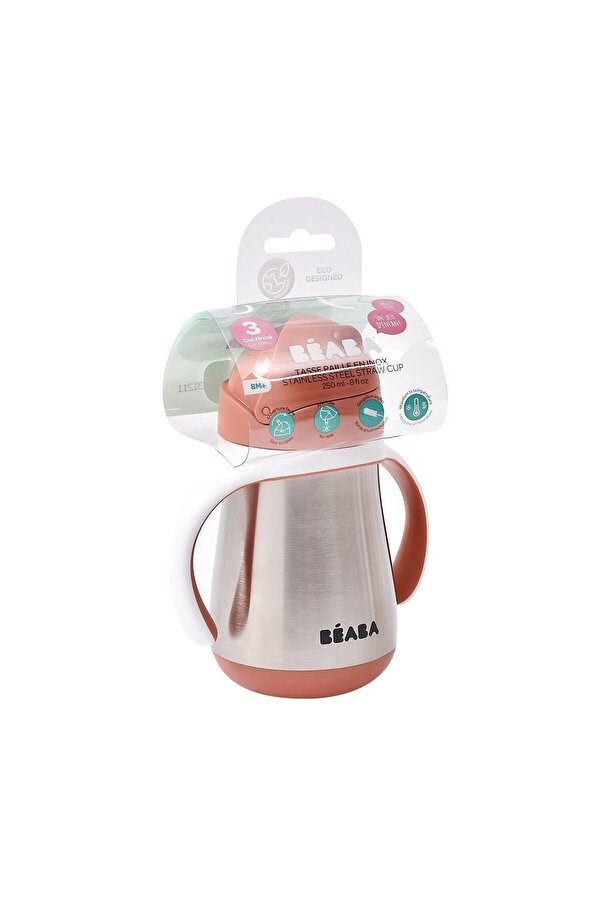 Beaba 250 ml Çelik Pipetli Suluk , Terracotta