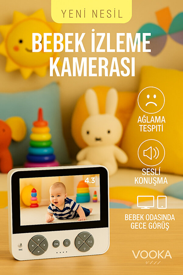 MO DOU Yeni Nesil Uzaktan Kontrollü Bebek Kamerası – Gece Görüşlü, Sesli Konuşmalı, Isı Takipli, Ninnili