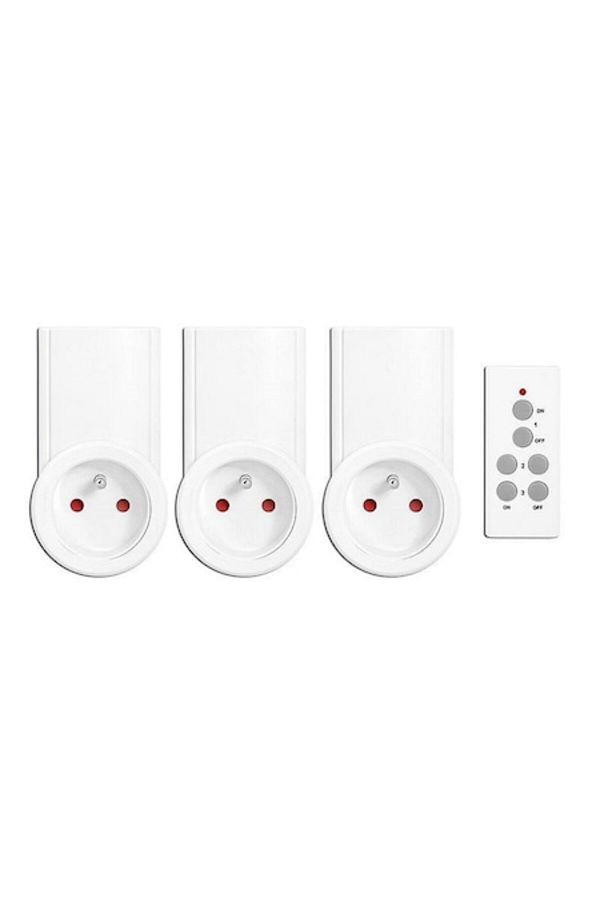 OEM-Set of 3 Sockets with Remote Control, Range 30m, 2300W, Frequency 433.92 MHz, White 1