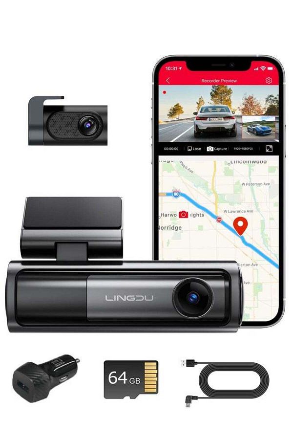 Generic-كاميرا لوحة القيادة LINGDU Bluetooth كاميرا لوحة القيادة للسيارة 5K كاميرا لوحة القيادة الأمامية والخلفية من الداخل مع نظام تحديد المواقع العالمي (GPS) وشبكة WiFi 5G وتطبيق 1