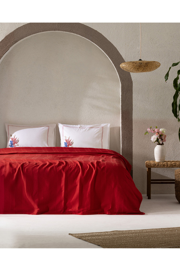 Madame Coco-Mathilda Single Cotton Ecocell Plain Pique Set - Red 1
