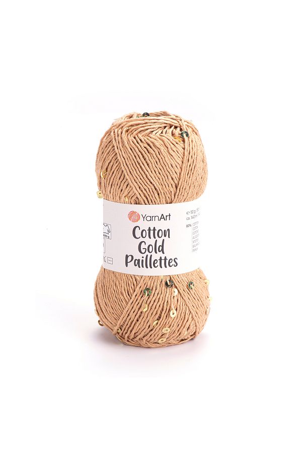 Yarnart-Cotton Gold Paillettes - Knitting Yarn Beige-7105 1