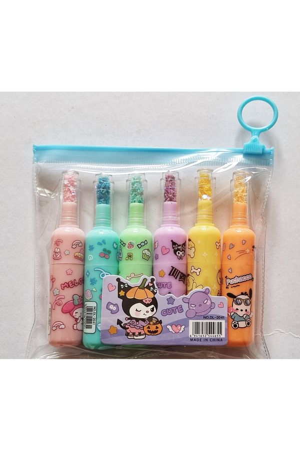 Modellino-Set of 6 Colored Bottles Highlighter with Bag 1
