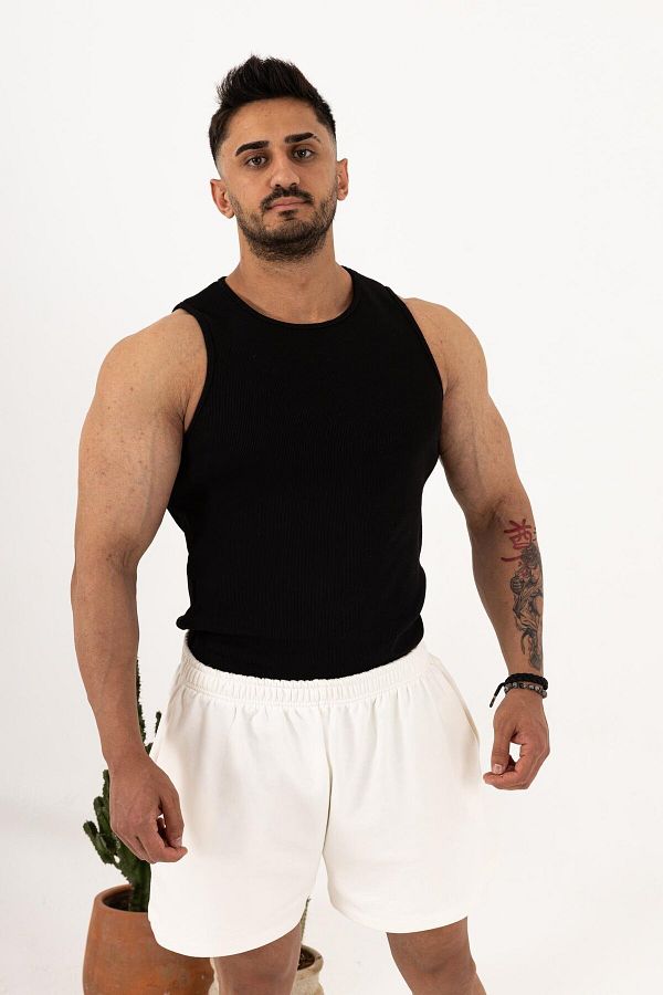 QUİCKPREP-Men's White Ribbed Undershirt – Summer Slim Fit Basic Undershirt 1
