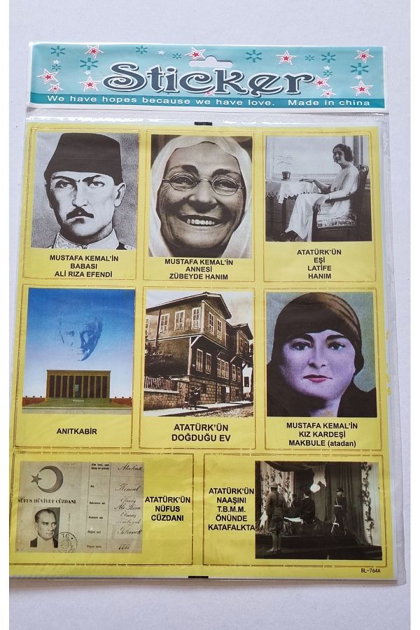 Modellino-2 Pieces A4 Large Size Atatürk Sticker Paste Sticker Remove Paste Label 1