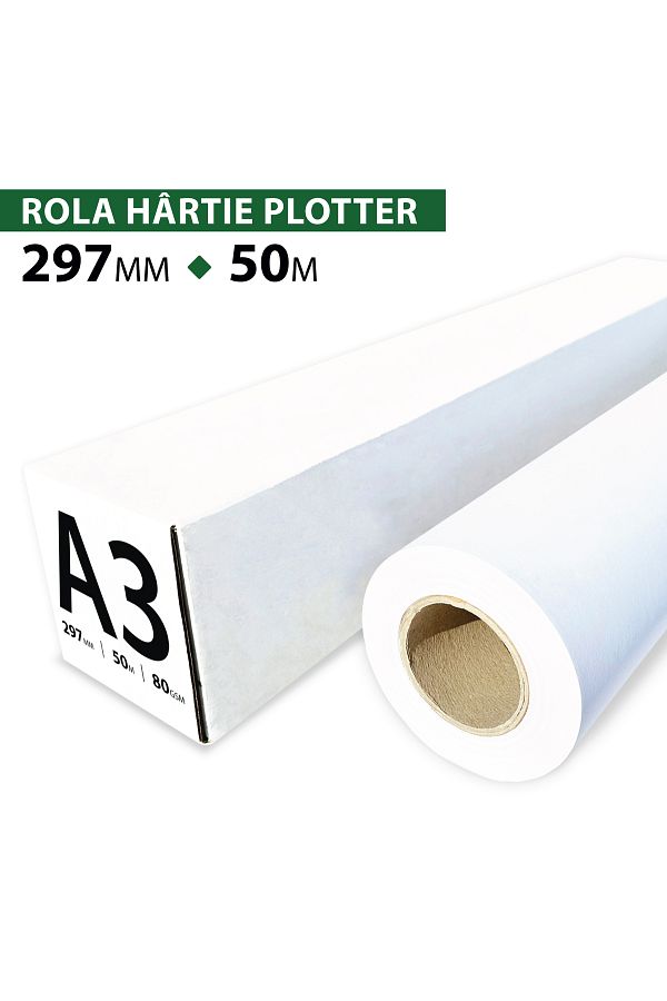 ROLTECH-Rola Hartie Plotter A3 ROLTECH | 297mm x 50m | 80 gr/m² | Plotter paper 1