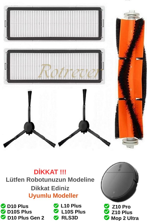 RotRever-Xiaomi Mi Robot Vacuum Mop 2 Ultra and Dreame Bot D10+Plus Compatible Filter, Brush Set-5 Pieces 1