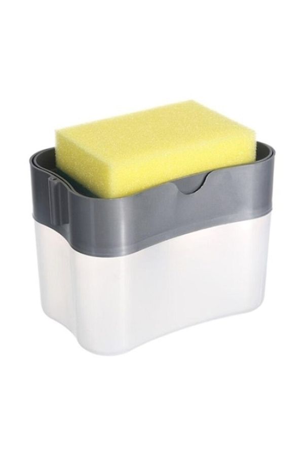 FOXMAG24-Dozator detergent de vase cu suport pentru burete, 2 compartimente, plastic ABS, gri 1
