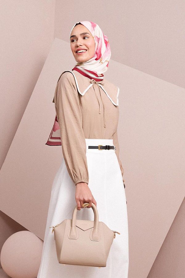 ALLDAY-Modal Tunic with Mink-Collar and Elastic Sleeves 1
