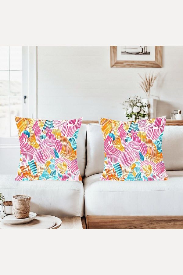 on the clouds-Messy Colorful Lines Combination Hidden Zipper Throw Pillow Cover Sofa Pillowcase Set(2Pcs) 1