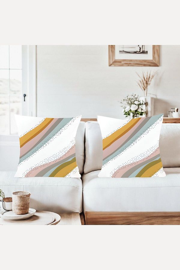 on the clouds-Pastel Pattern Combination on White Background Hidden Zipper Throw Pillow Cover Pillow Case Set (2Pcs) 1