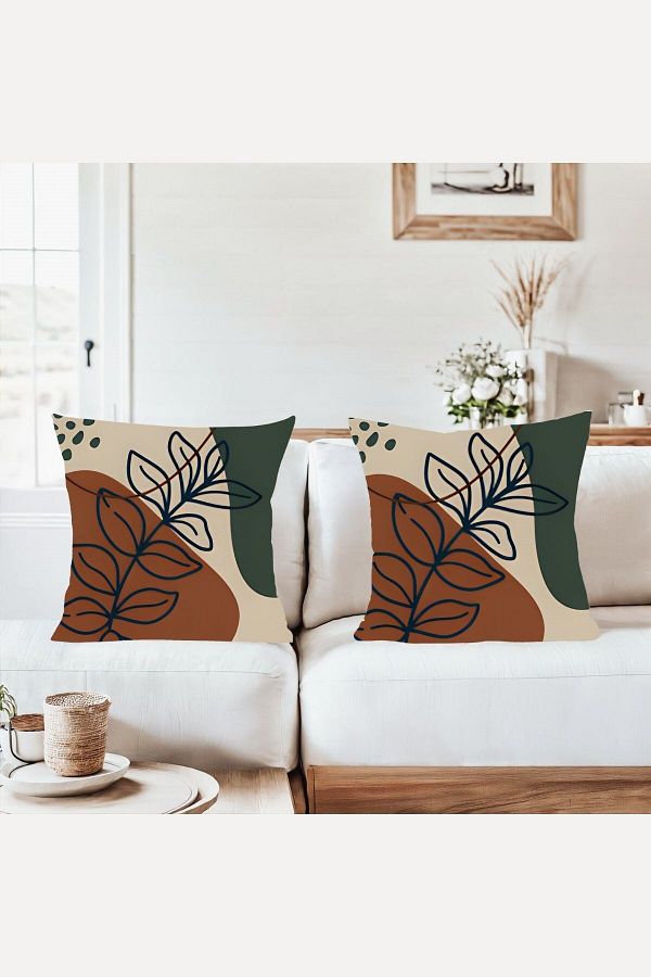 on the clouds-Leaf Pattern Combination Hidden Zippered Throw Pillow Cover Sofa Pillow Case Set (2Pcs) 1