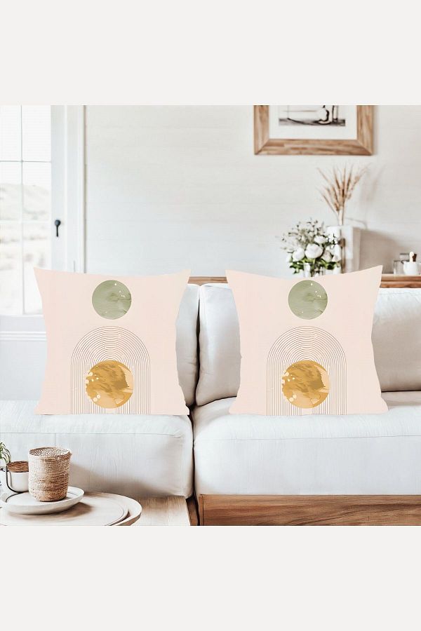 on the clouds-Geometric Abstract Shapes Combination Hidden Zippered Throw Pillow Cover Sofa Pillowcase Set(2Pcs) 1