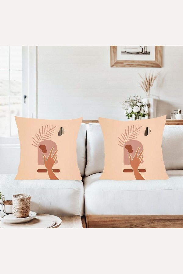on the clouds-Nordic Hand Leaf Pattern Combination Hidden Zipper Throw Pillow Cover Sofa Pillowcase Set(2Pcs) 1