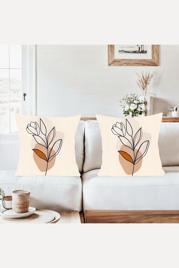 on the clouds-Bohemian White Floor Flower Pattern Combination Hidden Zipper Throw Pillow Cover Sofa Pillowcase Set(2Pcs) 1