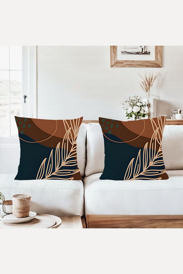 on the clouds-Botanical Large Leaf Pattern Combination Hidden Zippered Throw Pillow Cover Sofa Pillow Case Set (2Pcs) 1