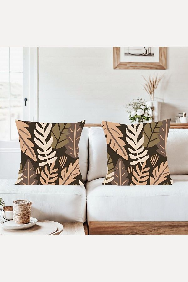 on the clouds-Bohemian Themed Leaf Pattern Combination Hidden Zippered Throw Pillow Cover Sofa Pillow Case Set (2Pcs) 1