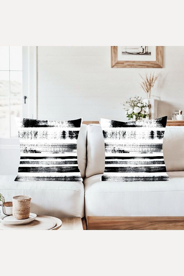 on the clouds-Black Pattern Combination Hidden Zipper Throw Pillow Cover over White Background Sofa Pillow Case Set (2Pcs) 1