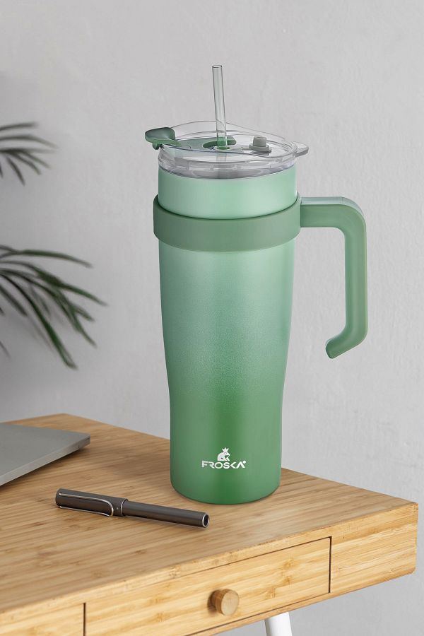 NESS HOME-304 Quality Stainless Steel 1000 ml Thermos with Straw Double Layer Color Transition, Leakproof Cup 1