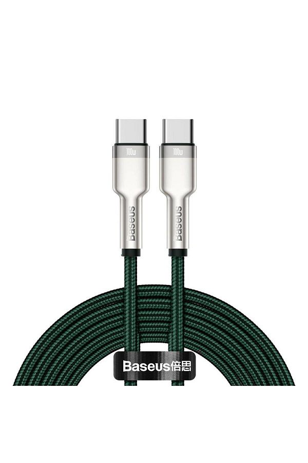 Baseus-USB-C - USB-C Baseus Cafule Series Metal Data and Charging Cable, 100W, 2m, Green CATJK-D06 1