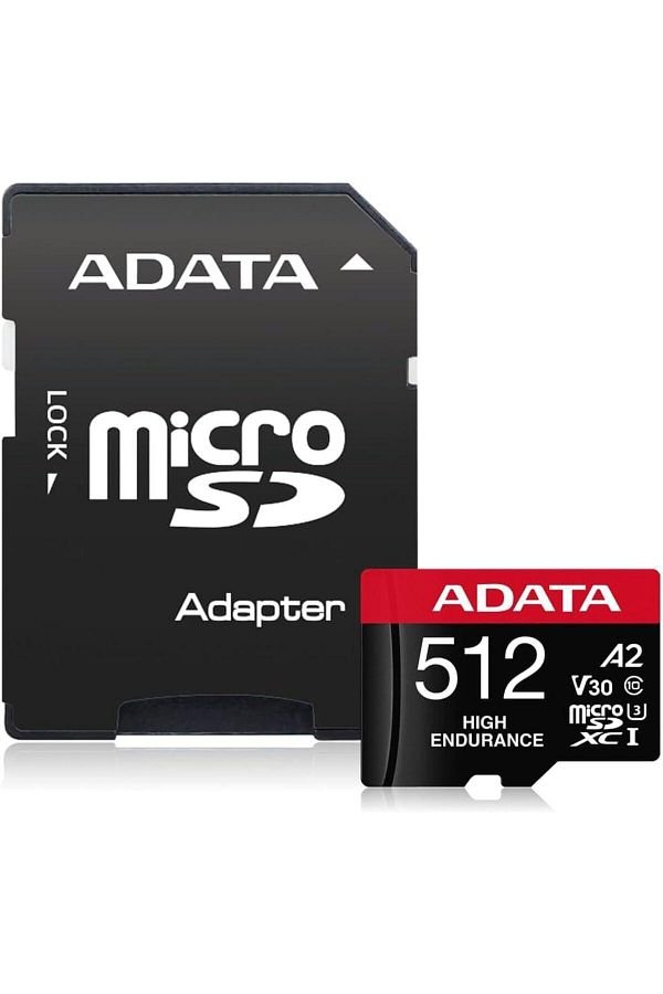 Adata-Card de memorie ADATA High Endurance, 512GB, microSDXC, UHS-I U3, V30, A2 + adaptor SD inclus 1