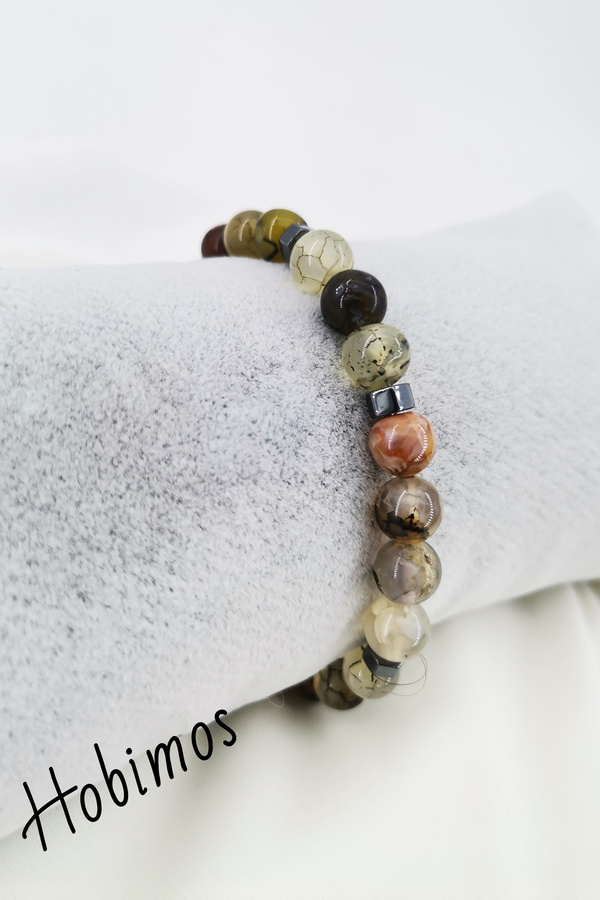 Hobimos-Agate Natural Stone Elastic Bracelet 1