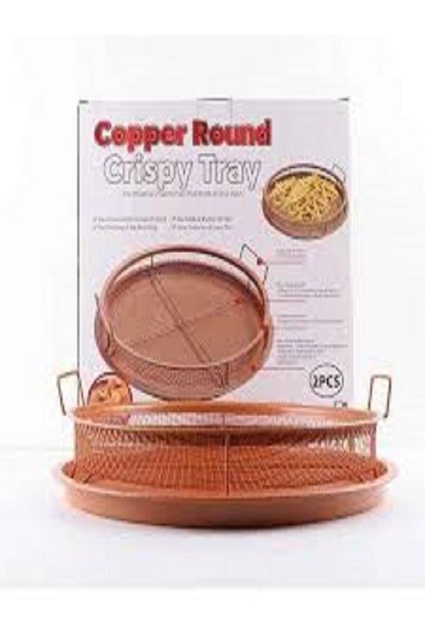 Generic-Non-Stick Round Oven Tray, Turn Your Oven into an Air Fryer - 2-Piece Set, Frying Basket and Sheet 1