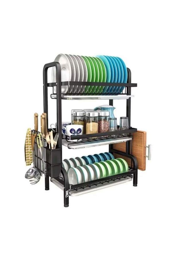 SIKS-Dish Drainer, Multifunctional Dish Drying Rack, Three-layer Stackable Storage Organizer 1