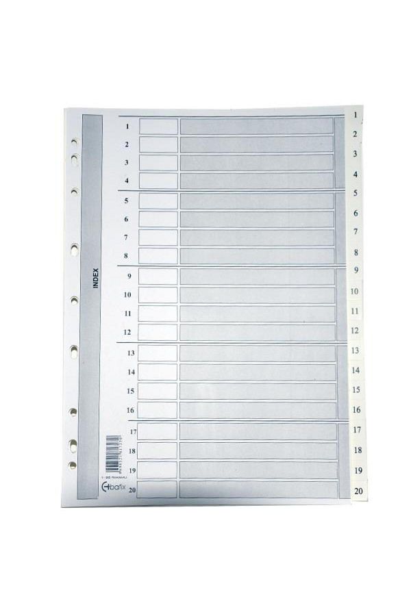 Bafix-Separator 1-20 Numbered Cardboard A4 (Pack of 15) 1