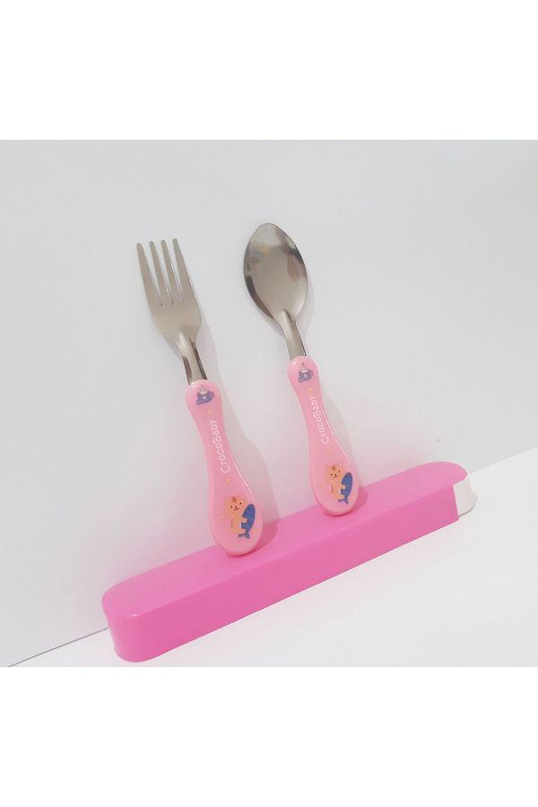 renkli çiçekler-Fork Spoon Cartoon Patterned Fork Spoon Set for Kids | 1