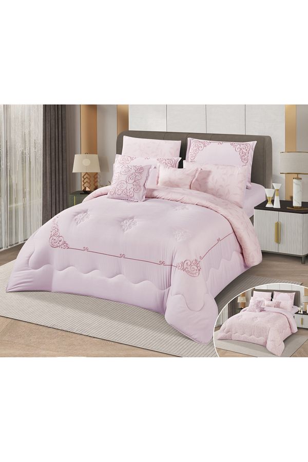 HOURS-Horse Macrofiber Comforter Set, 4 Pieces, Double-Sided, Embroidered with a Classy Pattern, Cornelia-001 1