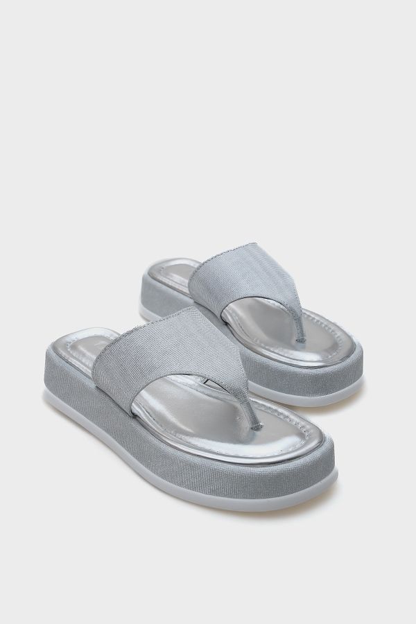 Capone Outfitters-Γυναικείες παντόφλες Margalo Wedge Heeled Stone Flip Flops 1