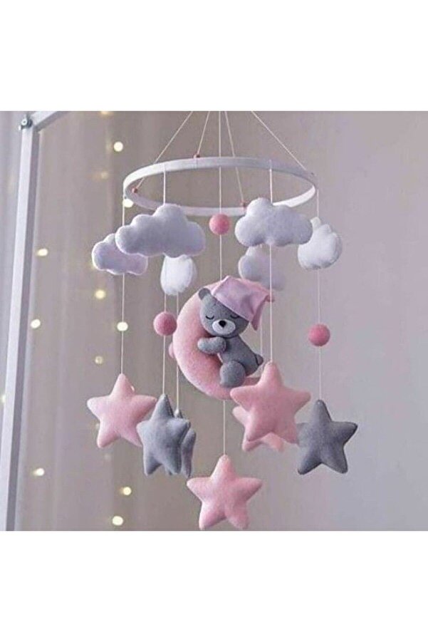 Tasarı Sanatı Çocuk/bebek Odası Sevimli Figür Ayıcık-bulut-yıldız Dönence (KASNAK BEYAZ DEĞİL AHŞAPTIR)