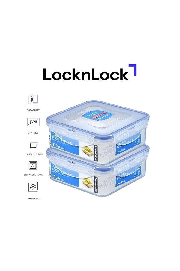 locknlock-Classic Airtight Squared Containers 870ml Set of 2 1