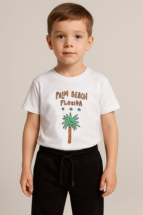 e-çocuk-Boy's Palm Beach Printed Shorts Combed Cotton Suit 1