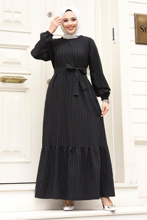Tesettür Dünyası Skirt Flounces Tie Waist Dress TSD240312