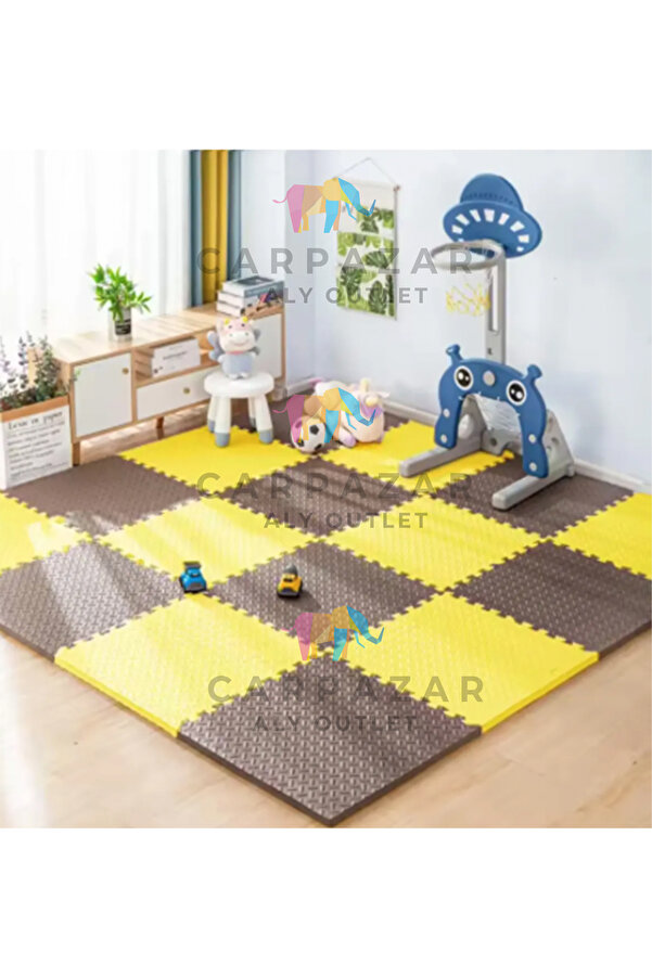 CARPAZAR Damla Desen Tatami Eva Spor Yoga Pilates Oyun Matı Halısı Minderi Puzzle 50x50 13mm 8 Adet 100x200
