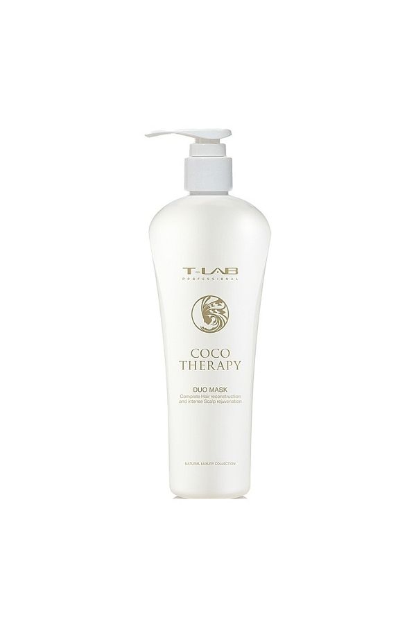 T Lab-Mască de păr T-LAB Professional Coco Therapy DUO pentru reconstrucție completă a părului, 300 ml 1