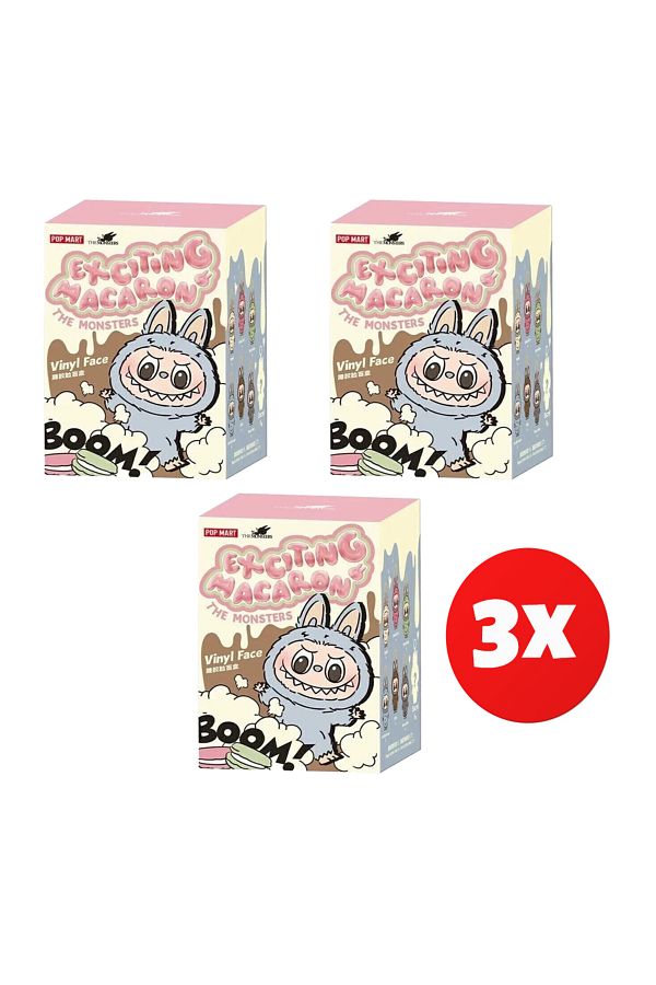 OEM-Set of 3 Labubu plush toy, macaron, first generation, Misterybox random, 17 cm 1